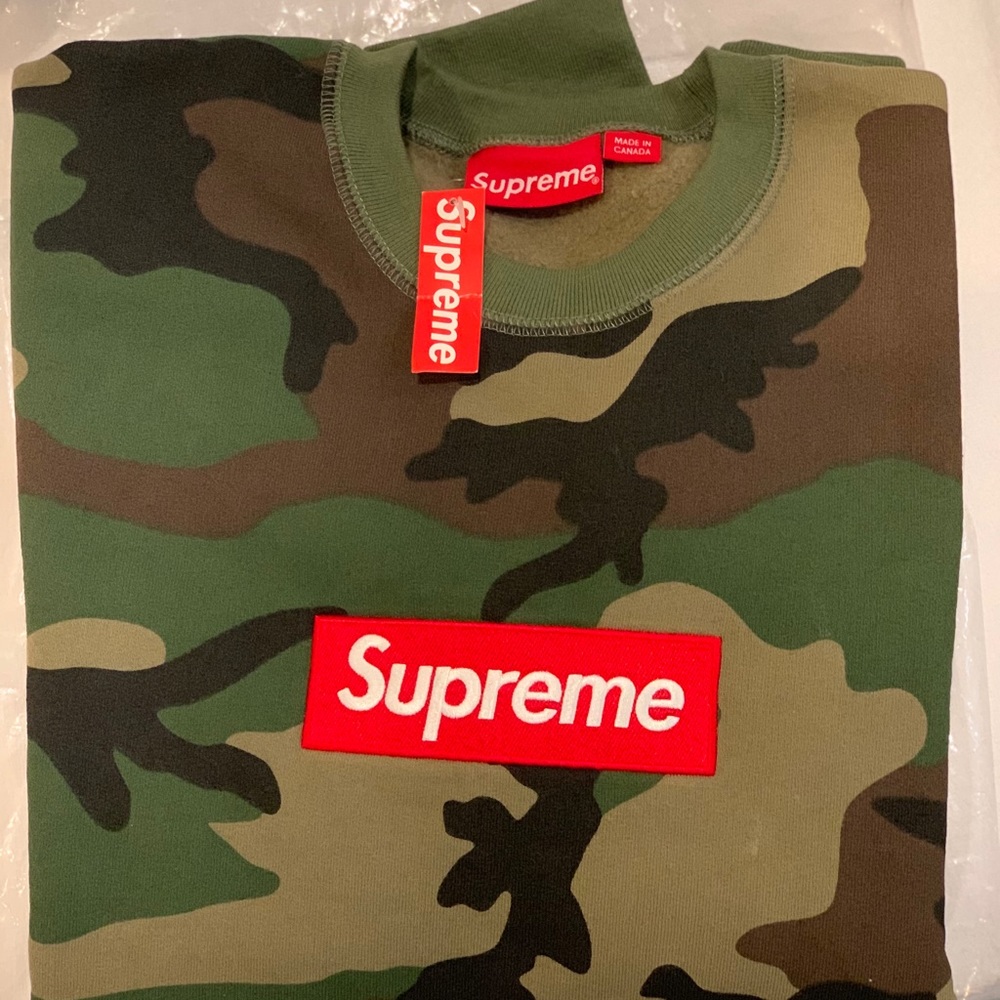 Supreme Box Logo  Woodland Camo Crewneck Size Med